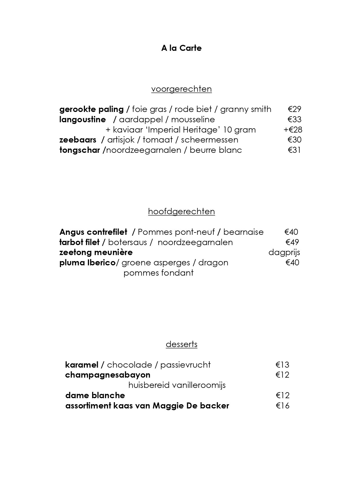 A La Carte Bouffard | TableFever