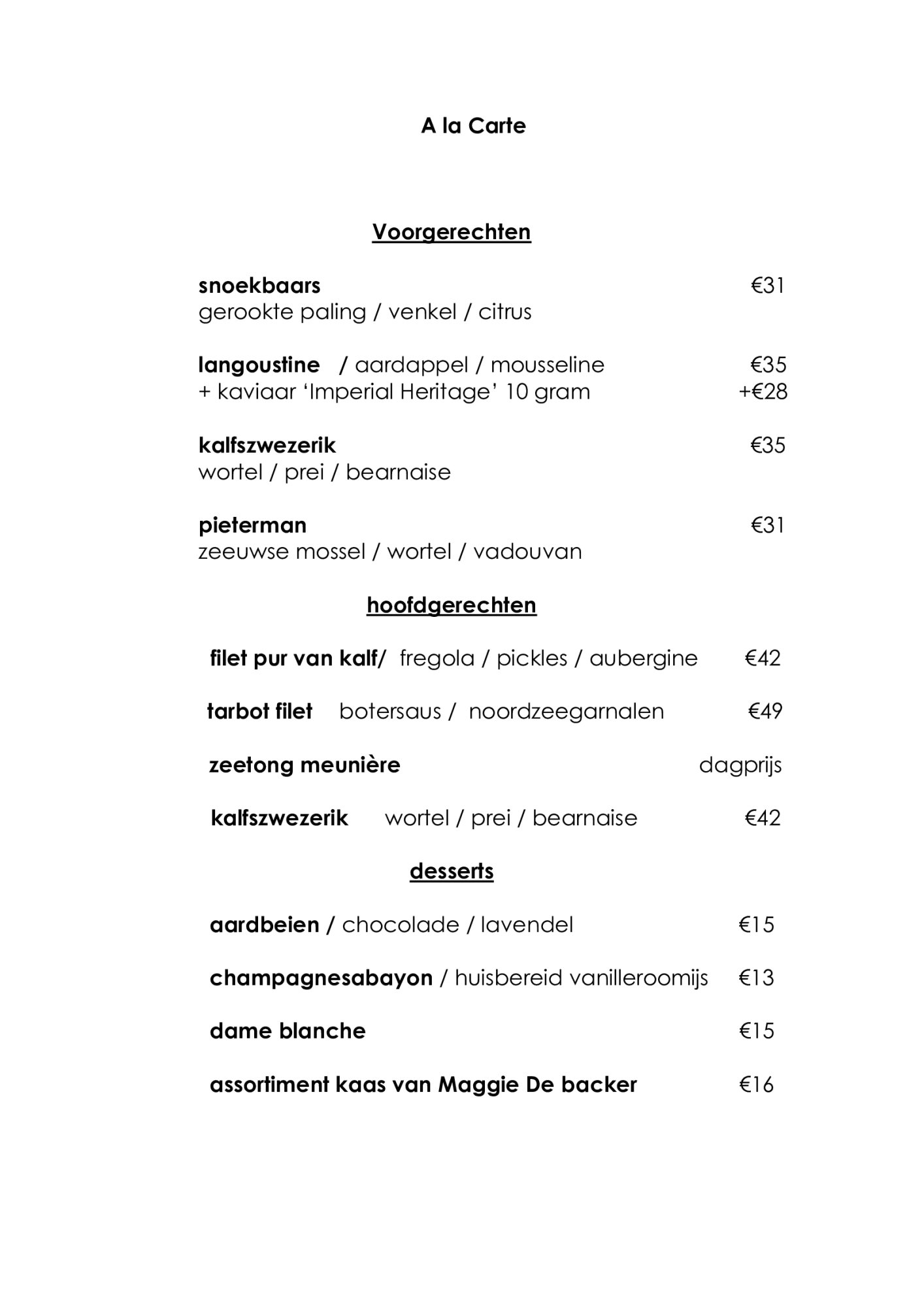 A La Carte Bouffard | TableFever