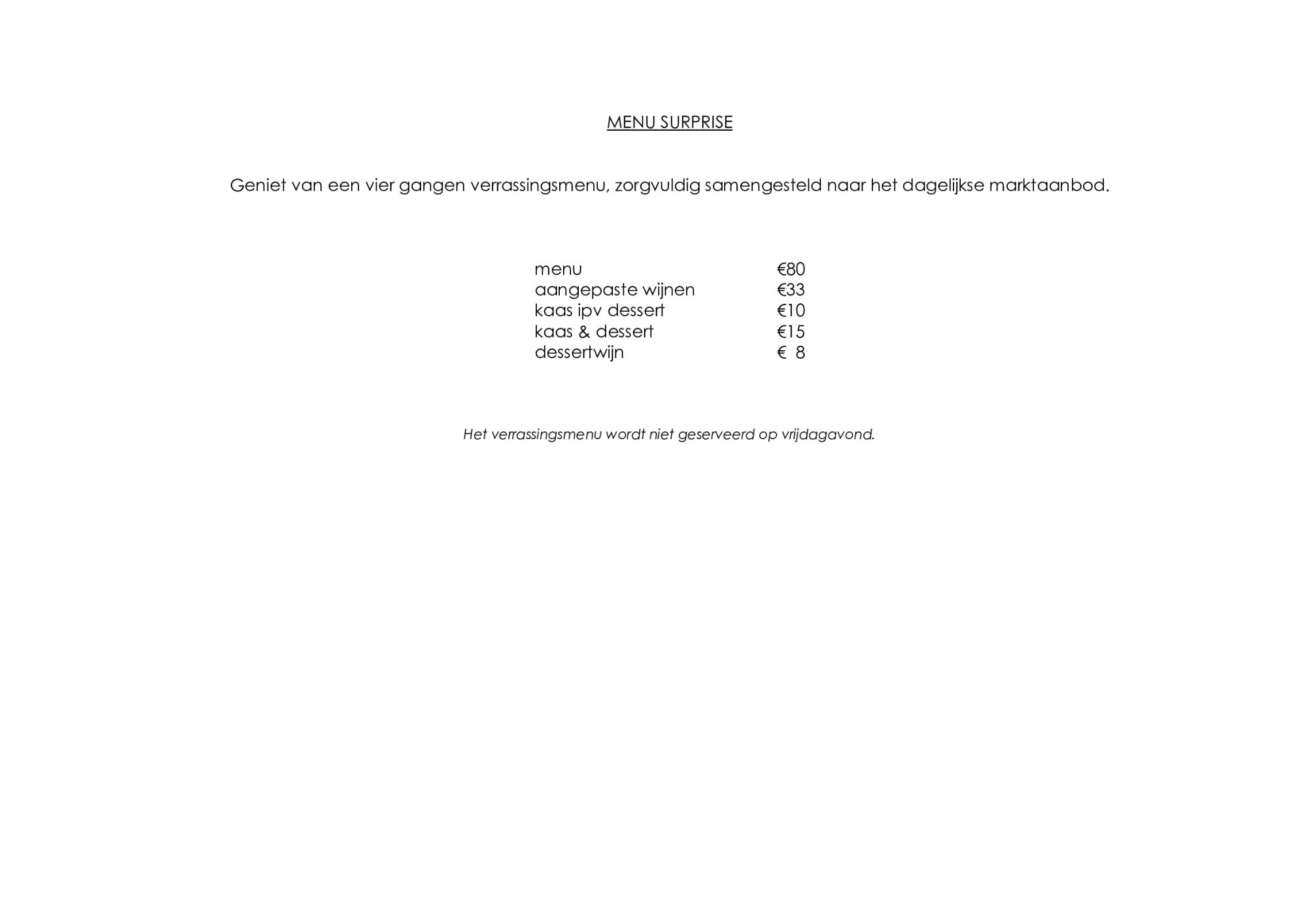 Menu Surprise