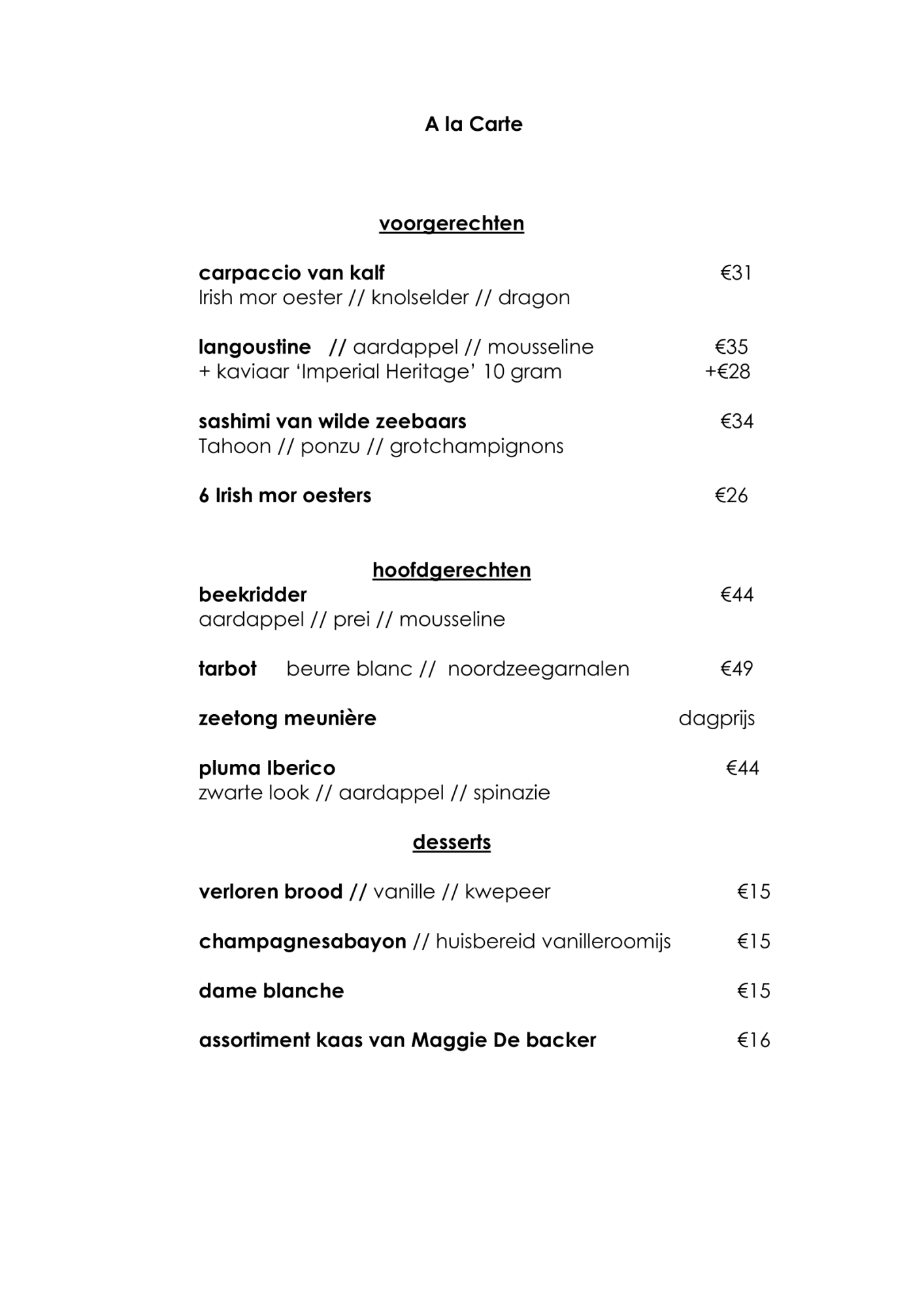 A La Carte Bouffard | TableFever